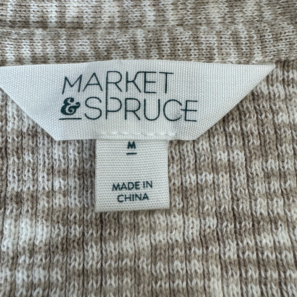 Market & Spruce Marbled Tan & Cream V-Neck Button Down Cardigan Size Medium - Picture 6 of 9